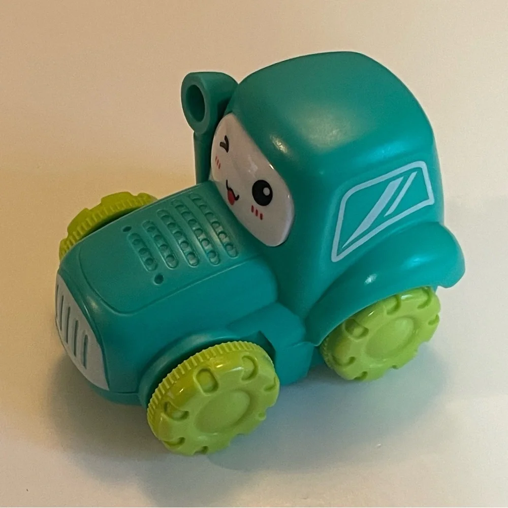 Winking Face Turquoise and Lime Green Toy Car